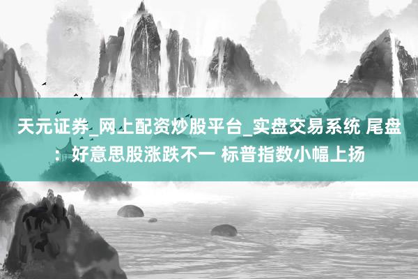 天元证券_网上配资炒股平台_实盘交易系统 尾盘：好意思股涨跌不一 标普指数小幅上扬