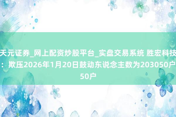 天元证券_网上配资炒股平台_实盘交易系统 胜宏科技：欺压2026年1月20日鼓动东说念主数为203050户